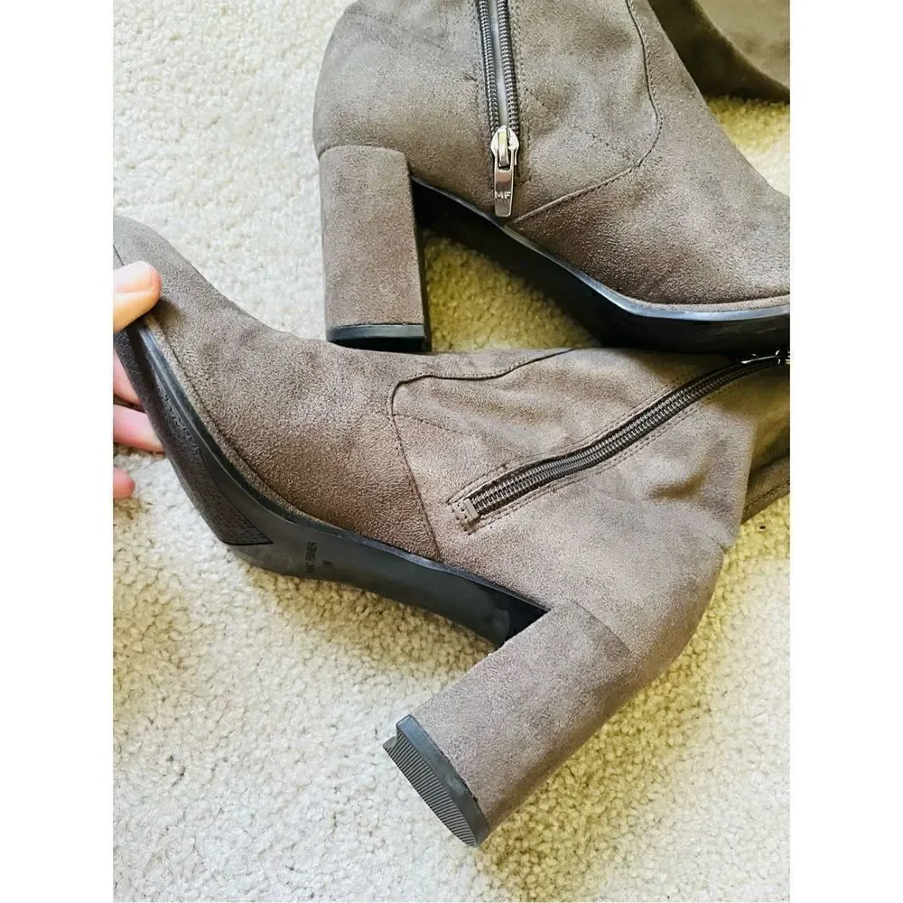 Marc Fisher Suede Over The Knee Green Olive Heel Boots sz 10M